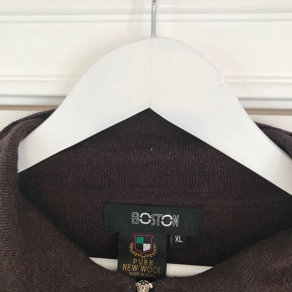 Boston® Men’s Brown Pure New Wool Pullover Sweater XL - Picture 2 of 5